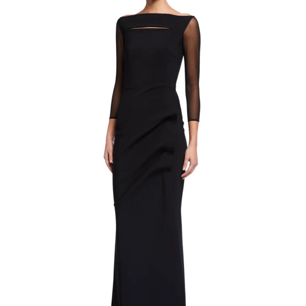 CHIARA BONI LA PETITE ROBE Kate Illusion Gown w/ Front Cutout Size 12  LONG NWT